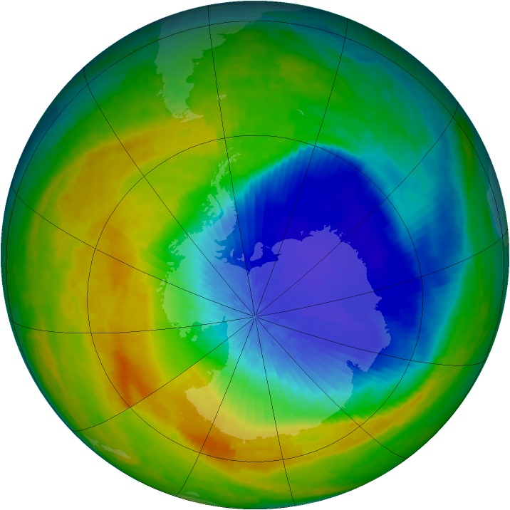 Antarctic ozone map for 19 October 2004